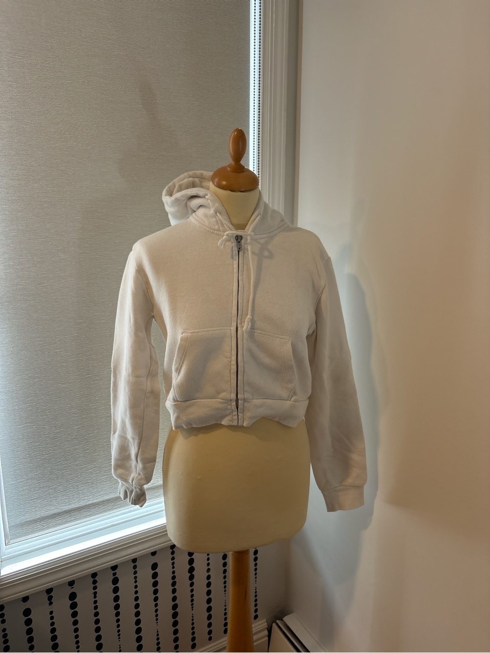 Brandy Melville Cream Zip-Up Hoodie